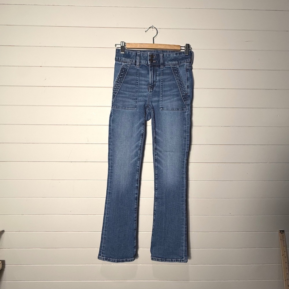 American Eagle Hi-Rise Skinny Kick Crop Blue Jeans 0 Long 3274-2876